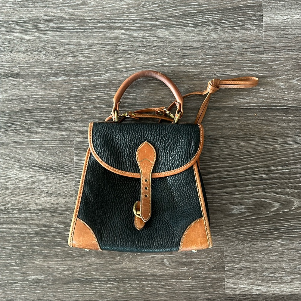 Vintage Black and Brown Dooney & Bourke Leather Handbag